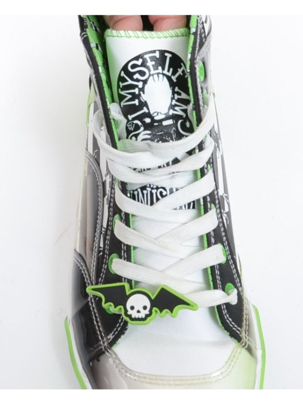 Beetlejuice High Top Sneakers Womens 9 White Green Black Shoes Warner Bros - Picture 10 of 11